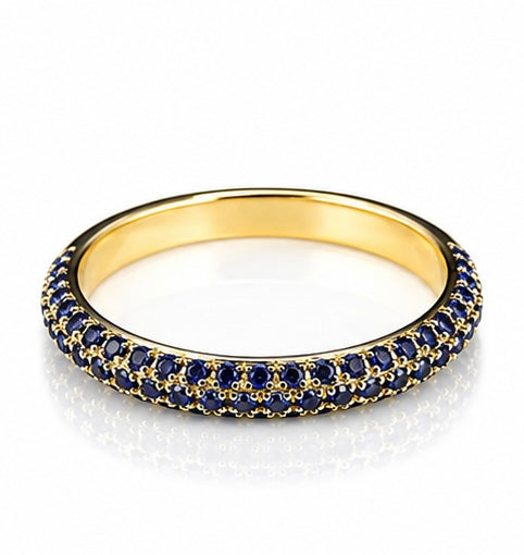Ruby/Sapphire Micro Pave Half Eternity Ring