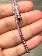 Pink Sapphire Ombre - Princess Cut Bracelet - 14K Gold