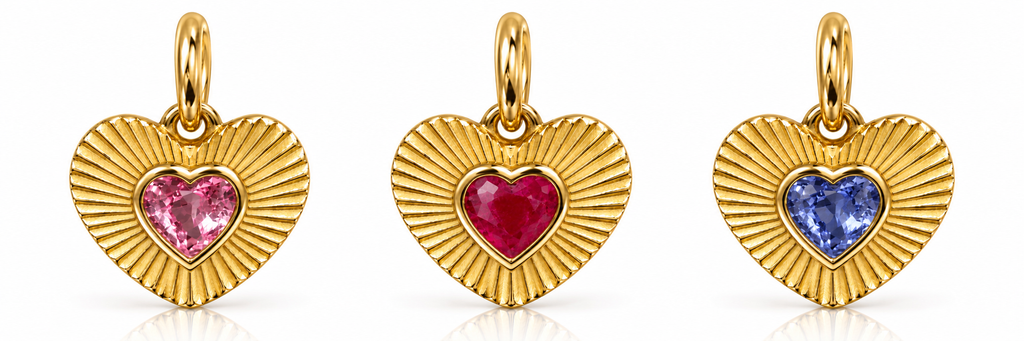 Natural Heart Gemstone Charm - 10K/14K