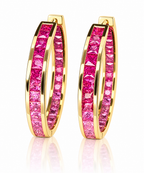 Pink Sapphire Hoops - 10K/14K