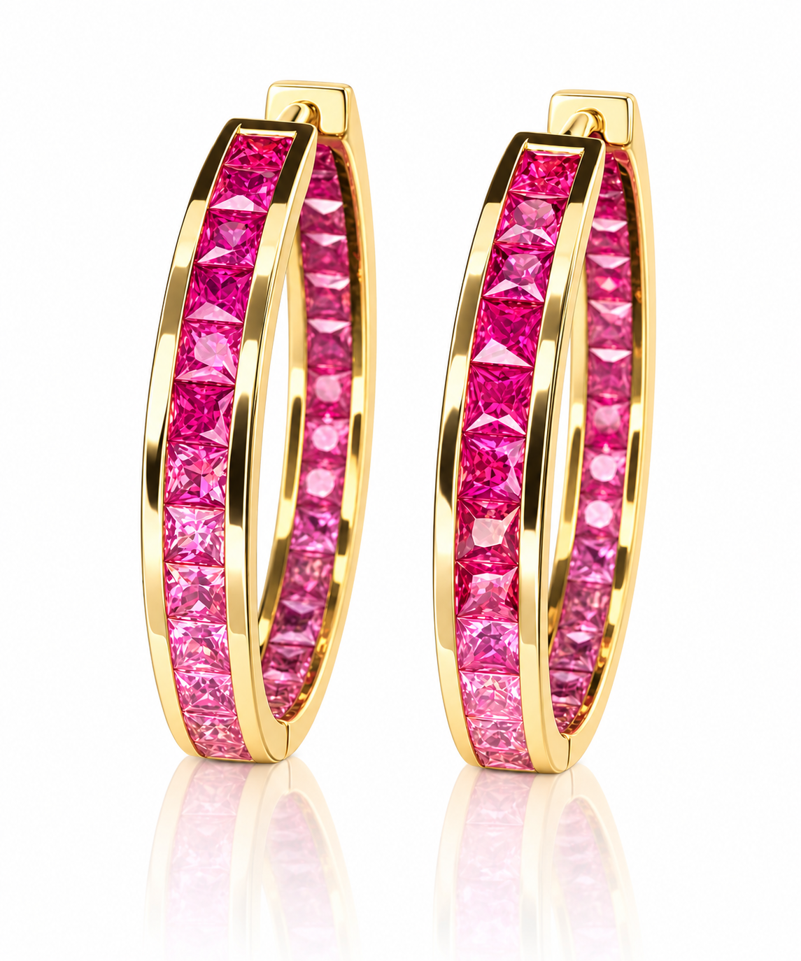 Pink Sapphire Hoops - 10K/14K