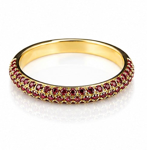 Ruby/Sapphire Micro Pave Half Eternity Ring