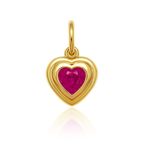 Natural Ruby Heart Charms - 14K Gold