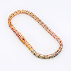 14K Gold Rainbow Sapphire Bracelet - Emerald Cut
