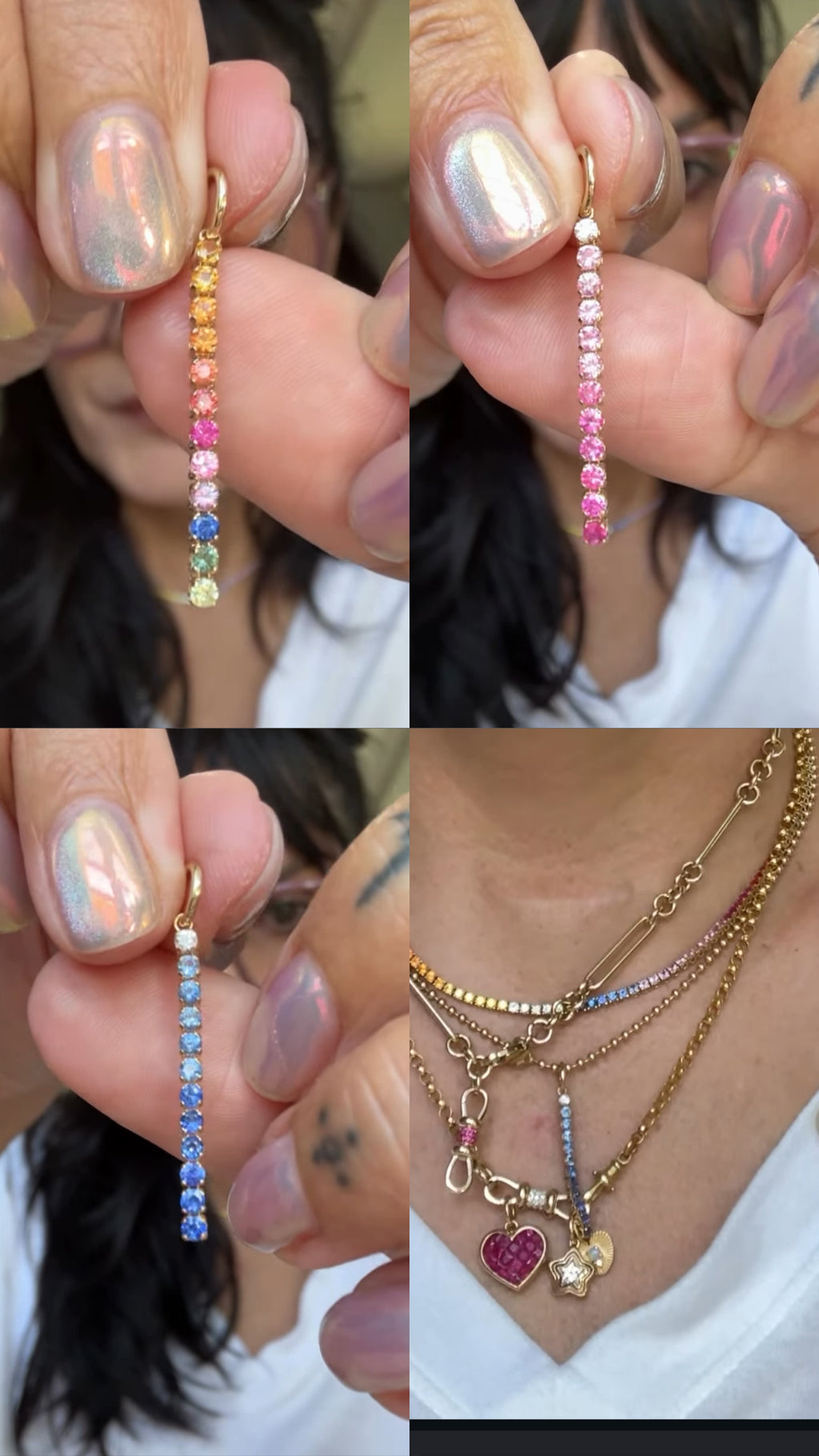 Gemstone Bar Charm 14k gold and gradients