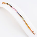 14K Gold Rainbow Sapphire Bracelet - Emerald Cut