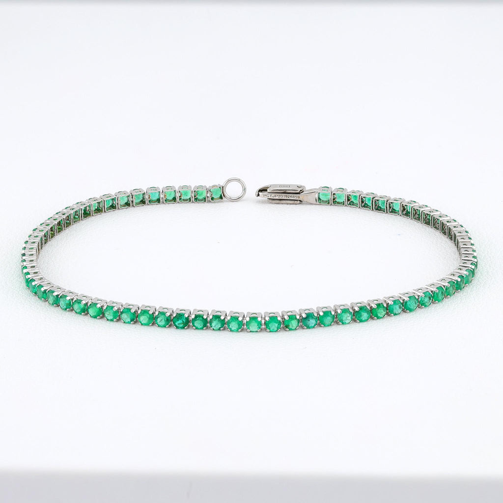 Dainty 14K Gold Tennis Bracelet - Emerald
