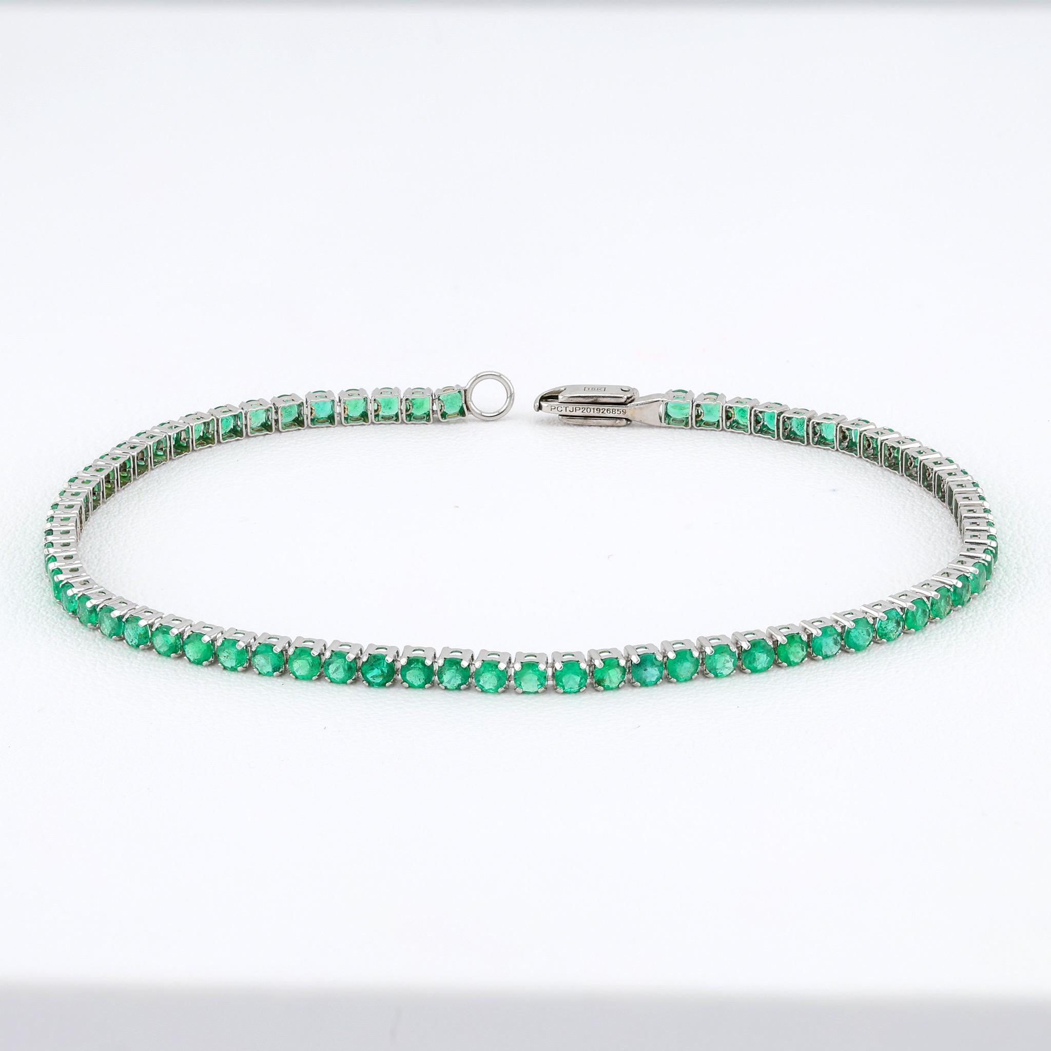 Dainty 14K Gold Tennis Bracelet - Emerald