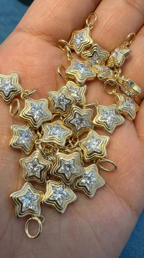 Amz Star Charm! 14k gold and moissanite