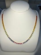 4mm Sapphire PaperClip Tennis Necklace