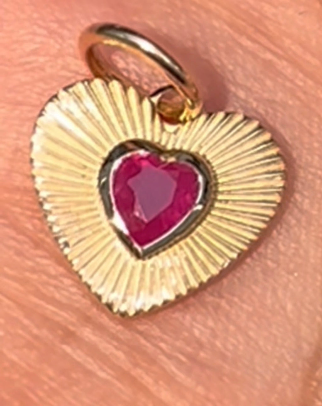 Natural Ruby Hearts 14k Gold Charms