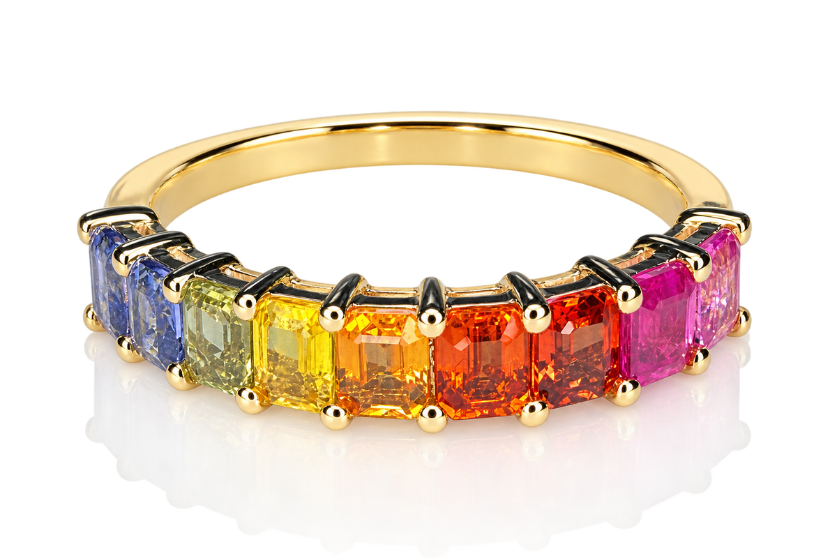 4mm Natural Rainbow Sapphire Ring - 14K