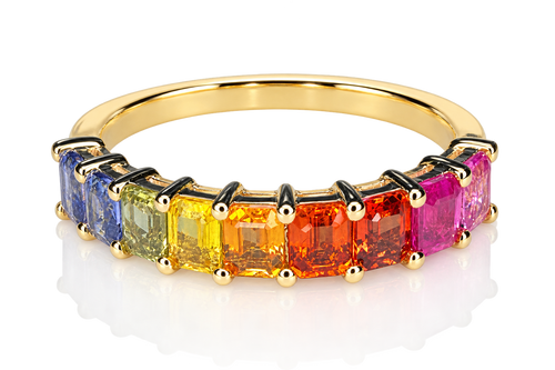 4mm Natural Rainbow Sapphire Ring - 14K