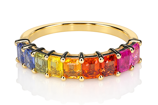 4mm Natural Rainbow Sapphire Ring - 14K