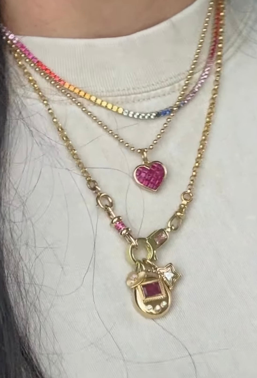 Charm Connector - Gemstone Studded - 14k Gold