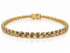 Natural Champagne Diamonds Bezel Tennis Bracelet - 14K Gold