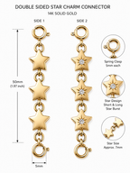 Double Sided Stars Charm Extender/Connector - 14K and Diamonds