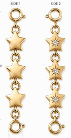 Double Sided Stars Charm Extender/Connector - 14K and Diamonds
