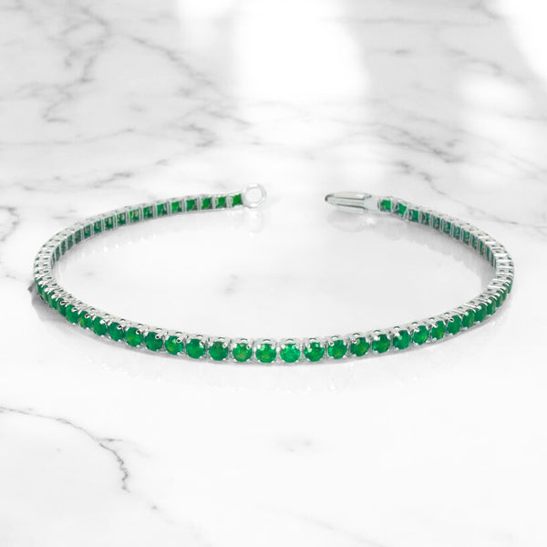 Dainty 14K Gold Tennis Bracelet - Emerald