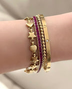 Natural Ruby Pinkish Red - set in 14k gold bracelet