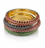 Ruby/Sapphire Micro Pave Half Eternity Ring