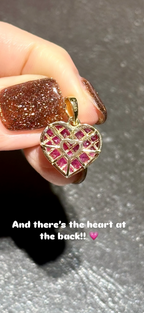 Invisible Set Heart Charm — Ruby and More - 14K Gold