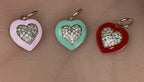 Heart Charm with Diamonds and Enamel