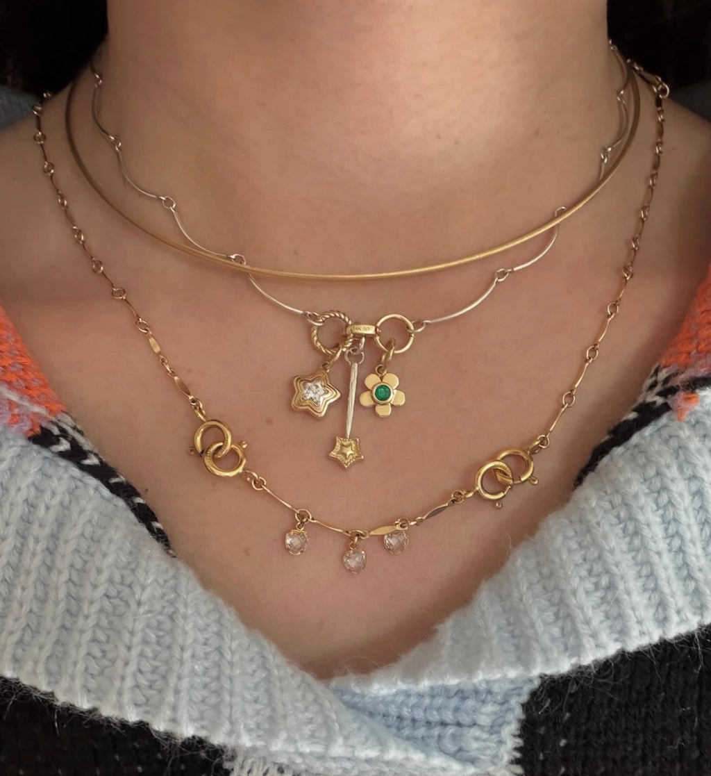 AMZ Star Charm with Moissanite - 14K Gold