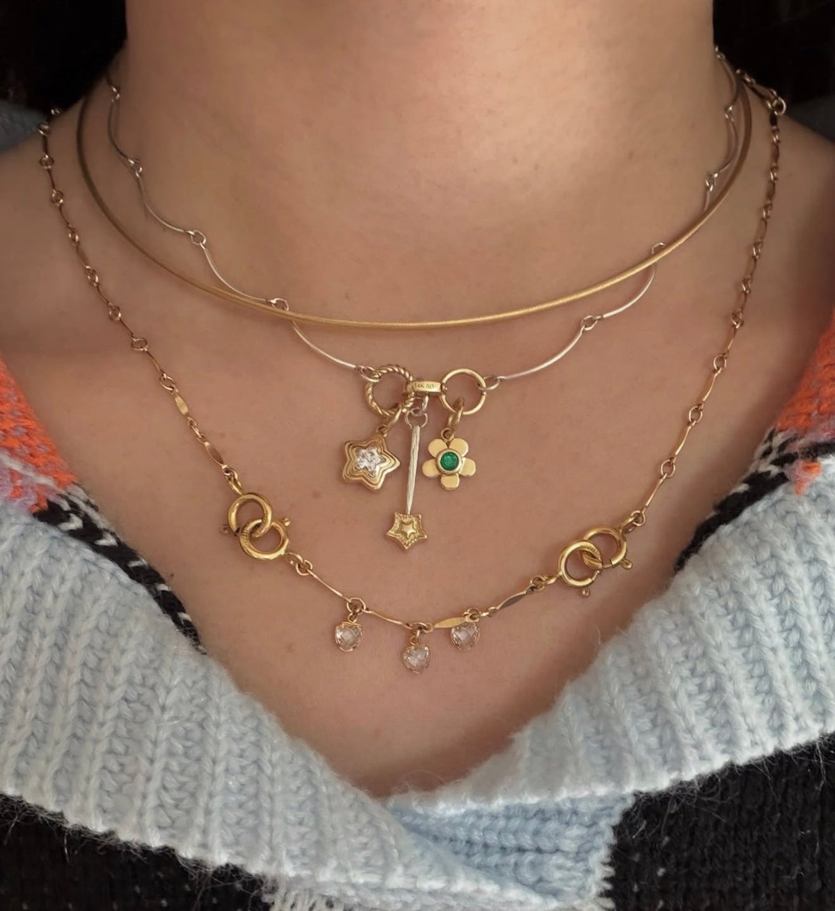 AMZ Star Charm with Moissanite - 14K Gold