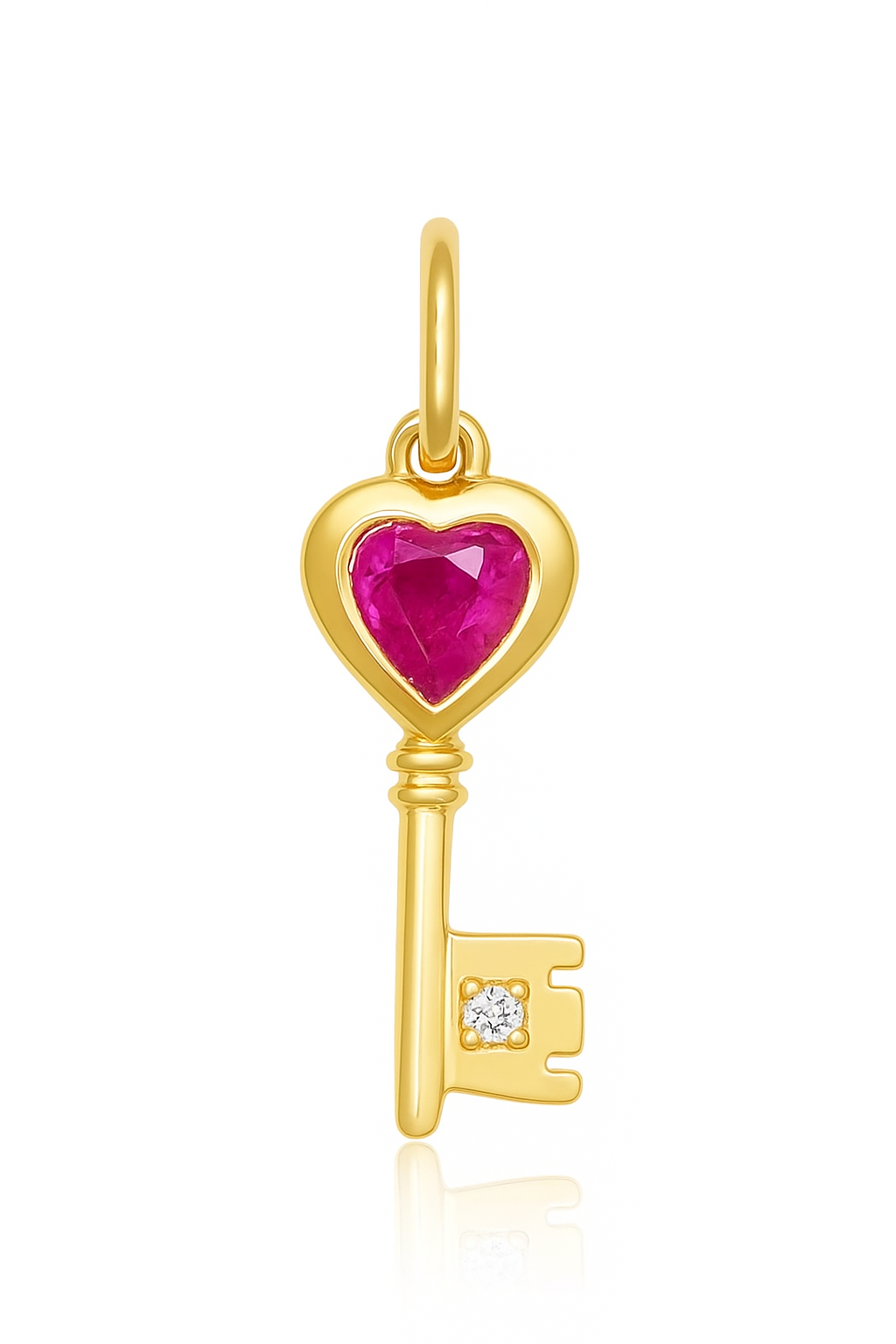 Natural Ruby Heart Charms - 14K Gold