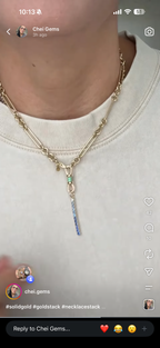 Gemstone Bar Charm 14k gold and gradients