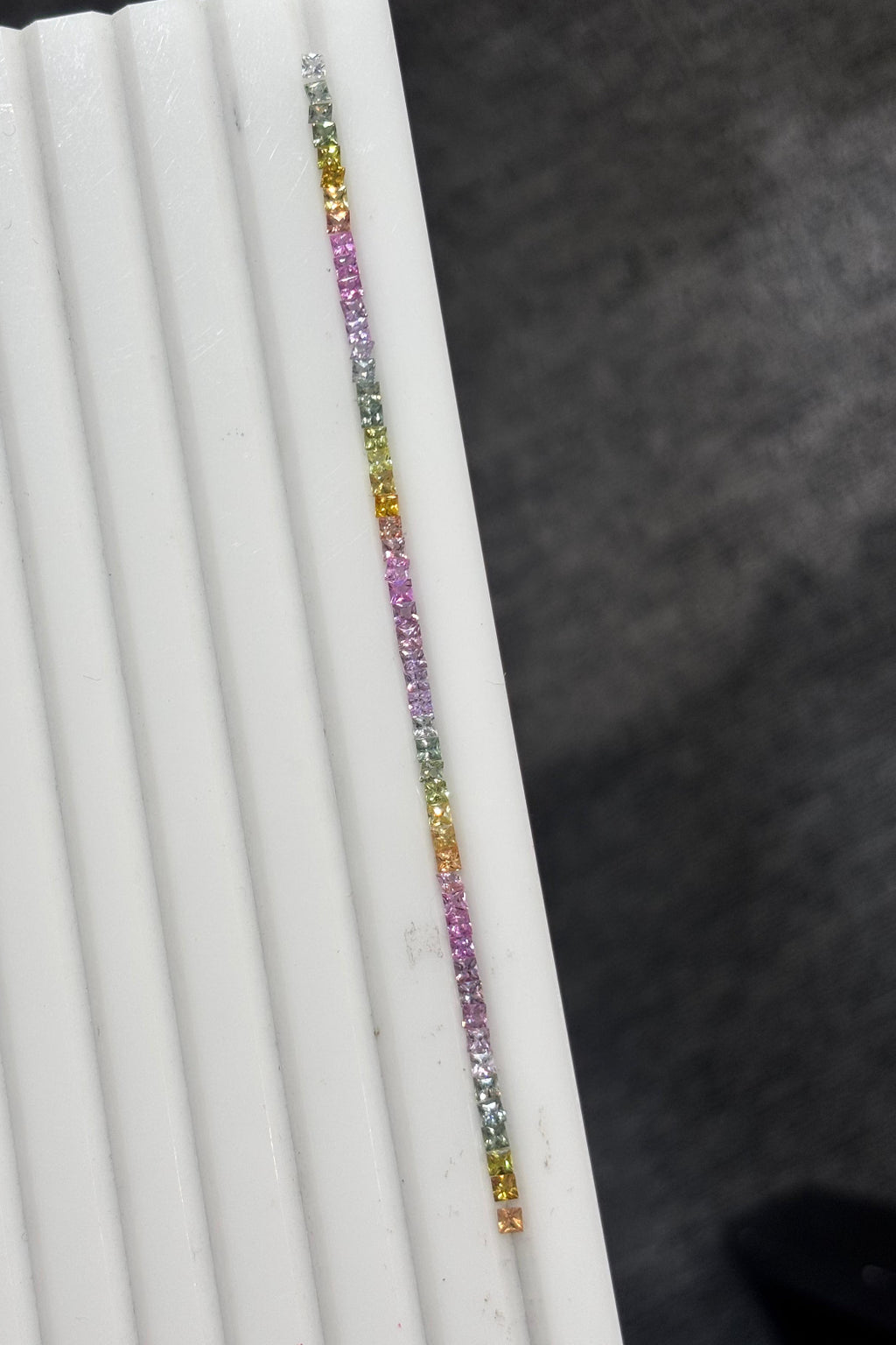 14K Gold Rainbow Pastel Sapphire Bracelet - Princess Cut