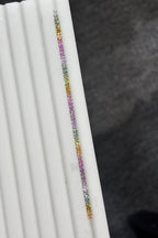 14K Gold Rainbow Pastel Sapphire Bracelet - Princess Cut