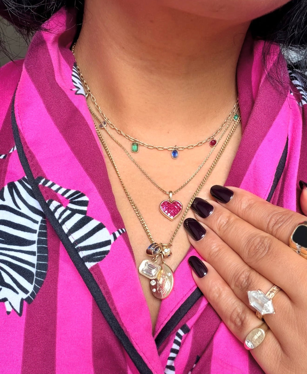 Invisible Set Heart Charm — Ruby and More - 14K Gold