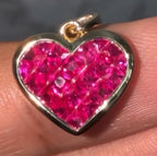 Lab Ruby - Invisible Set Heart 14k Gold - PRE ORDER