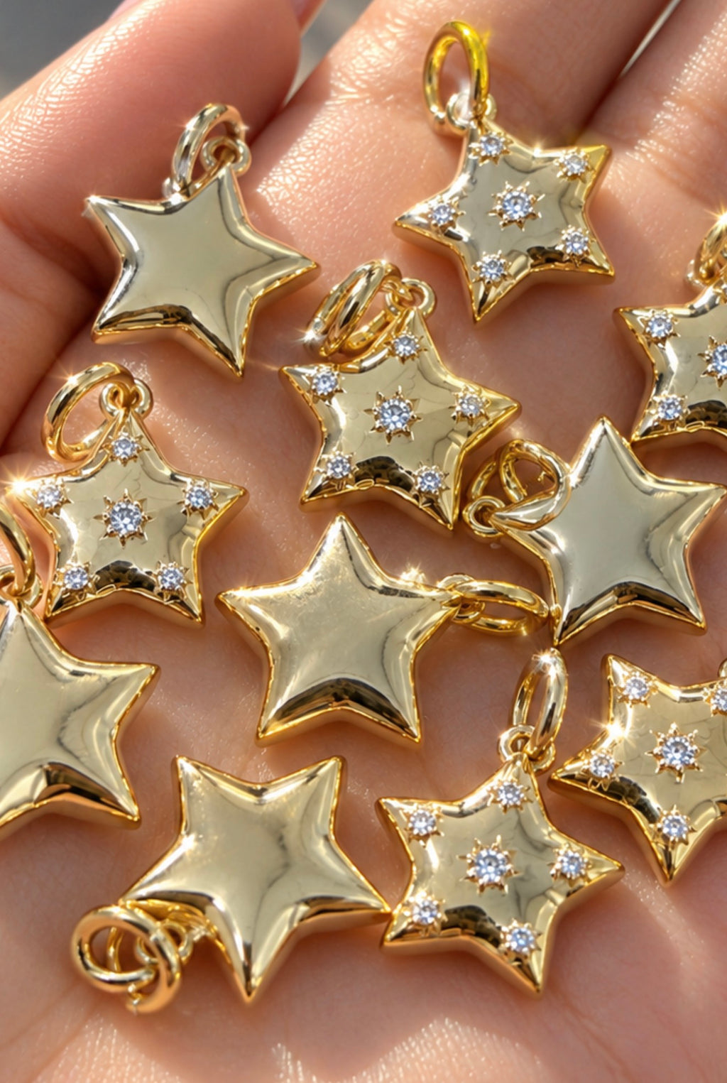 Double Side Star Burst/Plain Charm