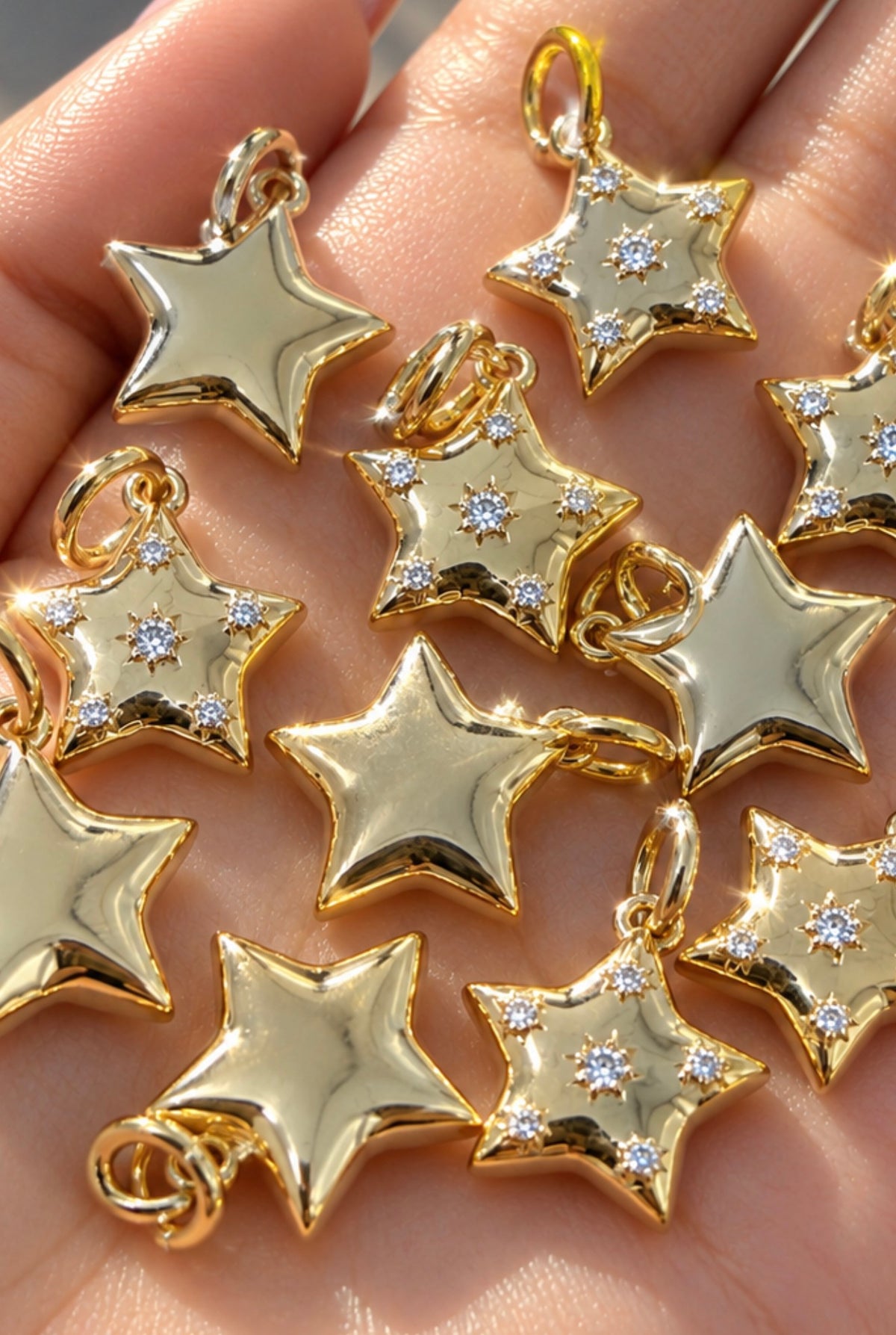 Double Side Star Burst/Plain Charm
