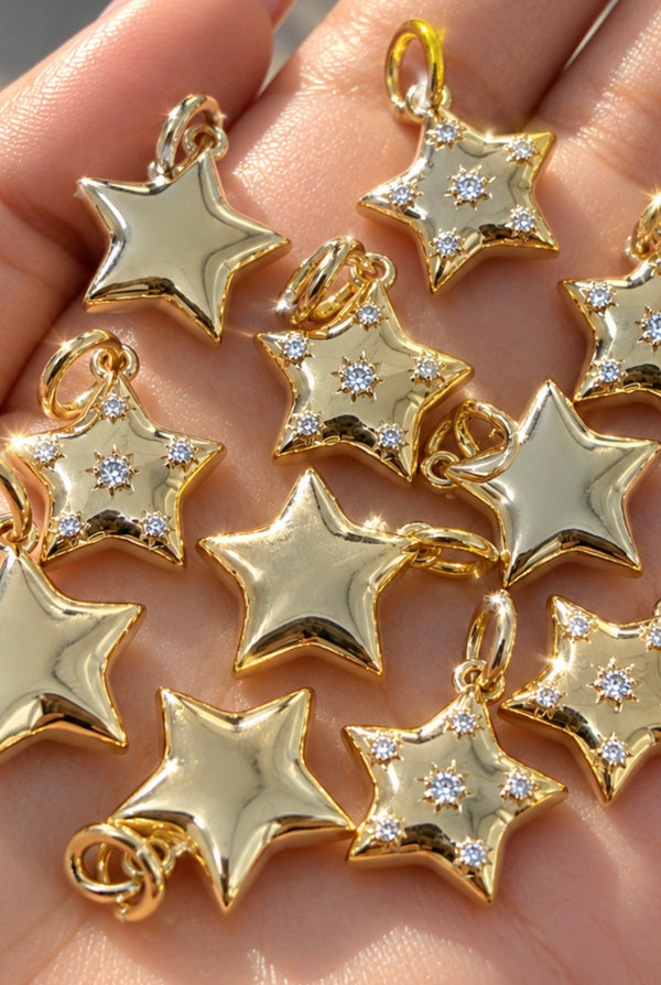 Double Side Star Burst/Plain Charm