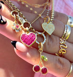 Invisible Set Heart Charm — Ruby and More - 14K Gold