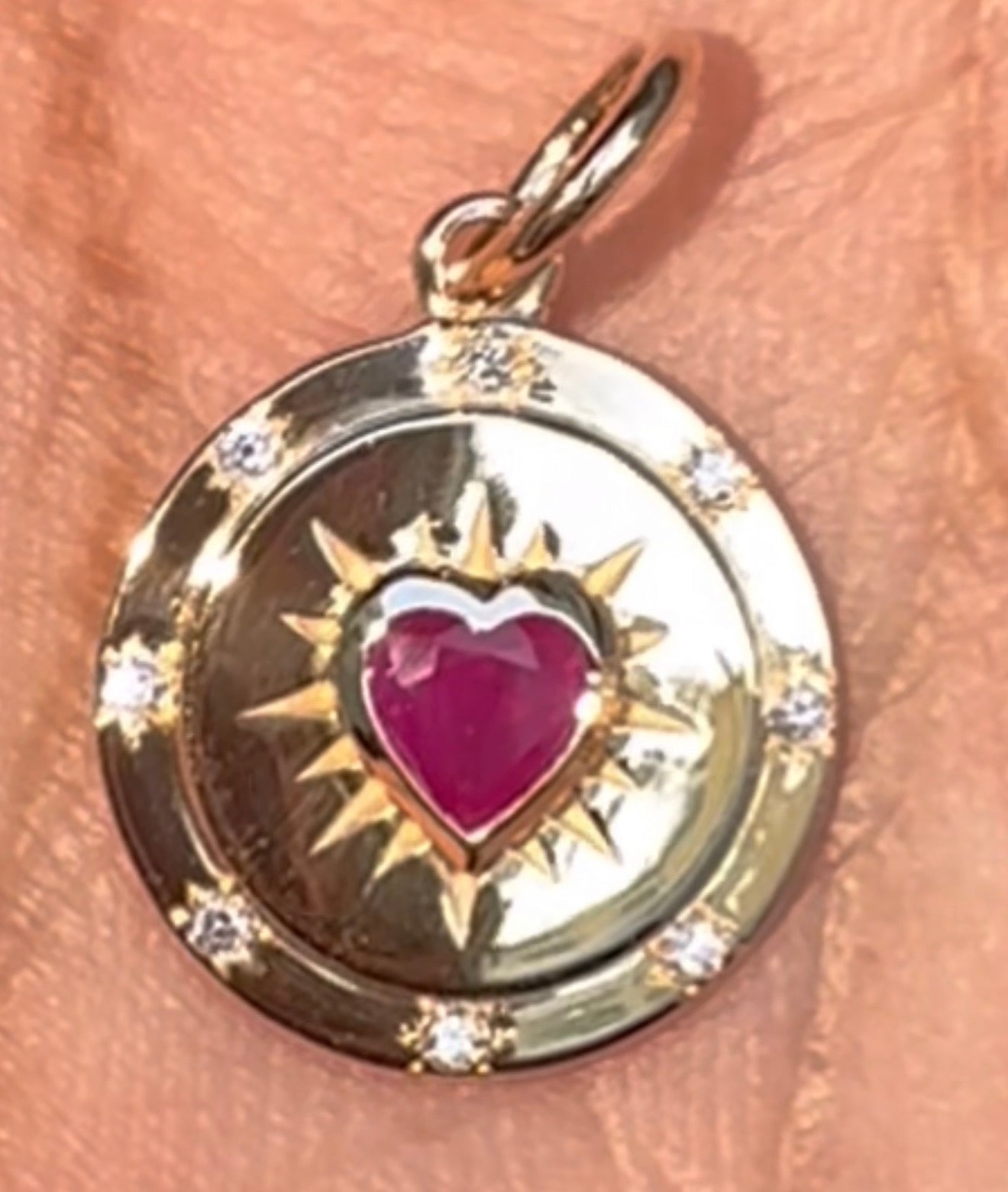 Natural Ruby Hearts 14k Gold Charms