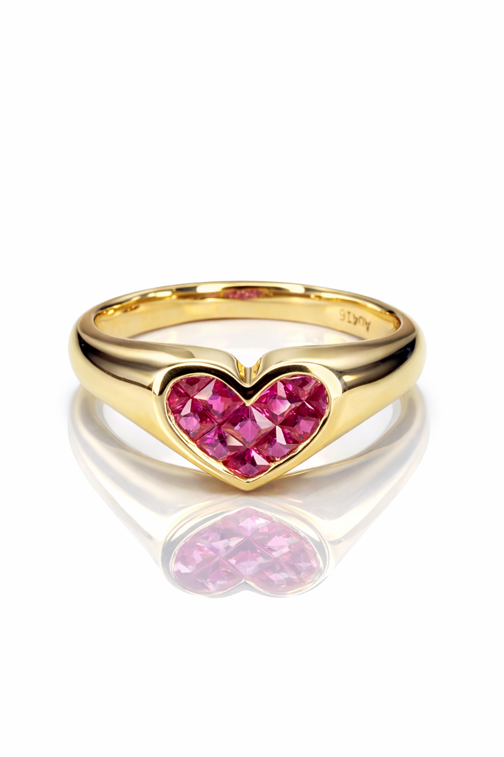 Heart Pinky Rings 10k gold with lab ruby/sapphire/emerald
