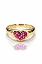 Heart Pinky Rings 10k gold with lab ruby/sapphire/emerald
