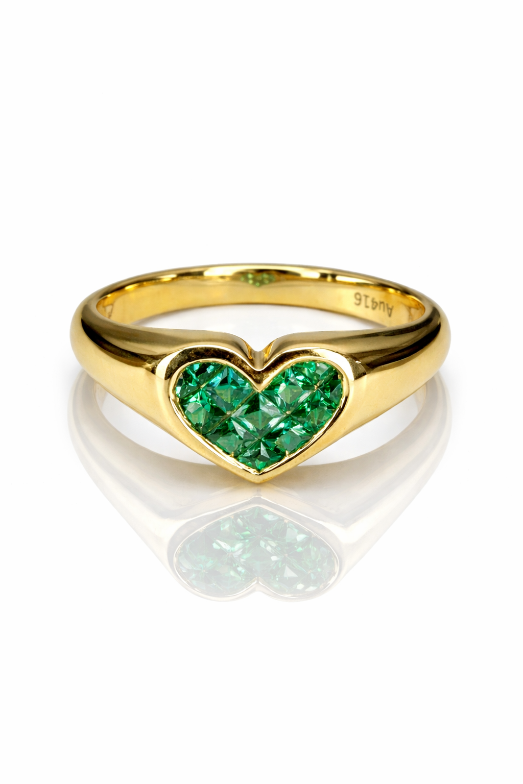Heart Pinky Rings 10k gold with lab ruby/sapphire/emerald