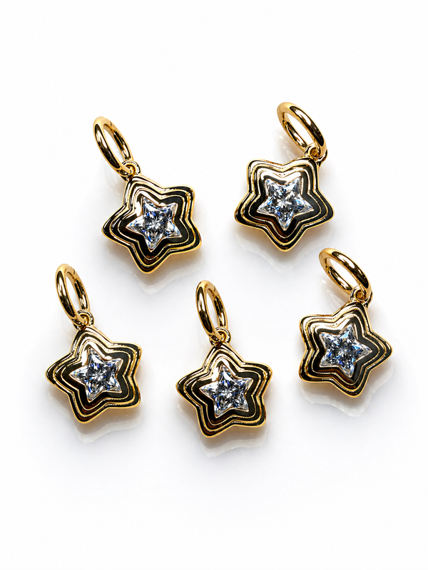 Amz Star Charm! 14k gold and moissanite