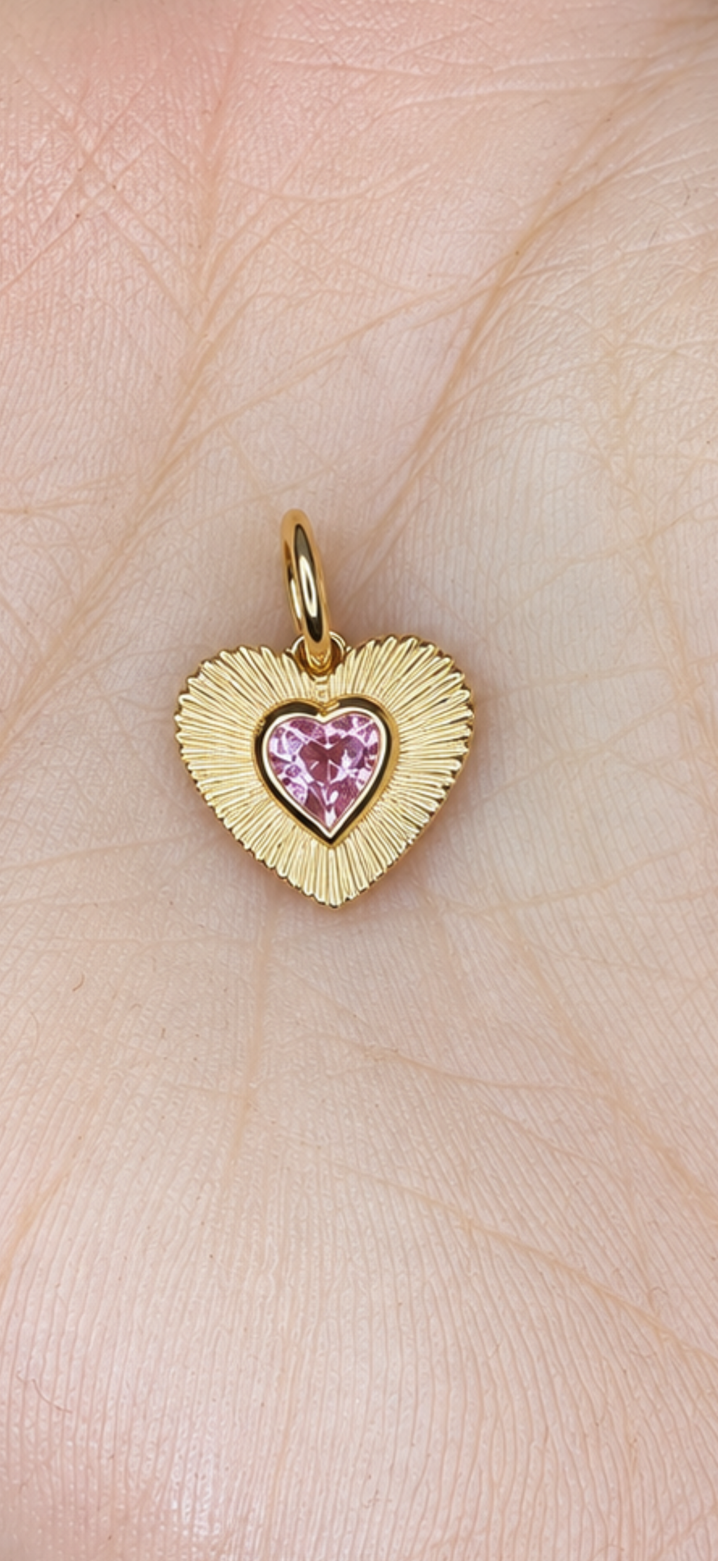 Natural Heart Gemstone Charm - 10K/14K