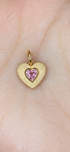 Natural Heart Gemstone Charm - 10K/14K