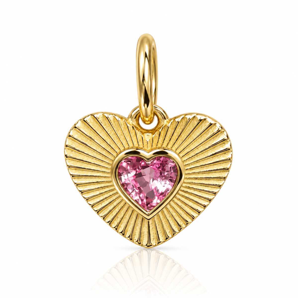 Natural Heart Gemstone Charm - 10K/14K