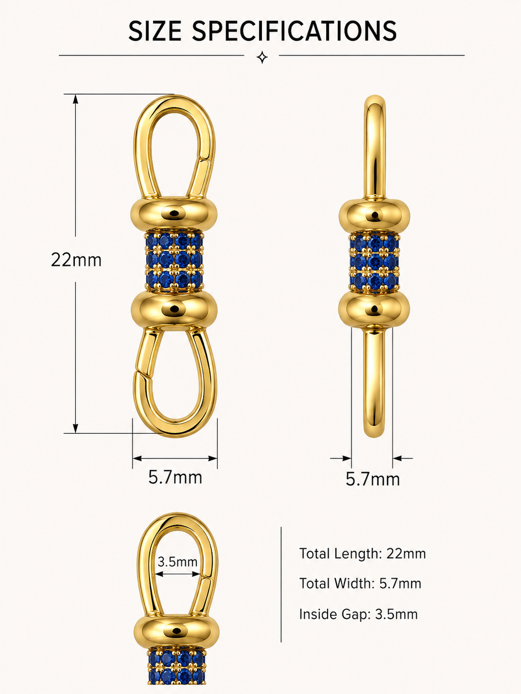 Charm Connector - Gemstone Studded - 14k Gold