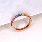 Rainbow Sapphire Half Eterntiy Ring - 14K Gold
