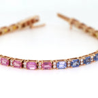 Rainbow Sapphire & Diamond Tennis Bracelet - 14K Gold